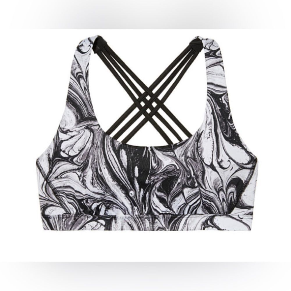 Victoria's Secret Sport Black & White Marble Strappy Racerback Sports Bra Size S